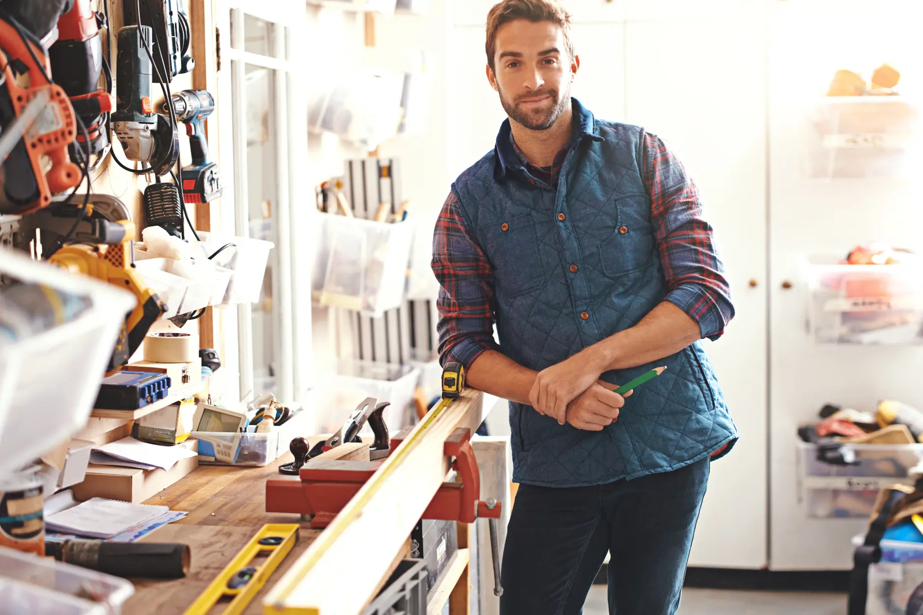 Carpenter in a workshop