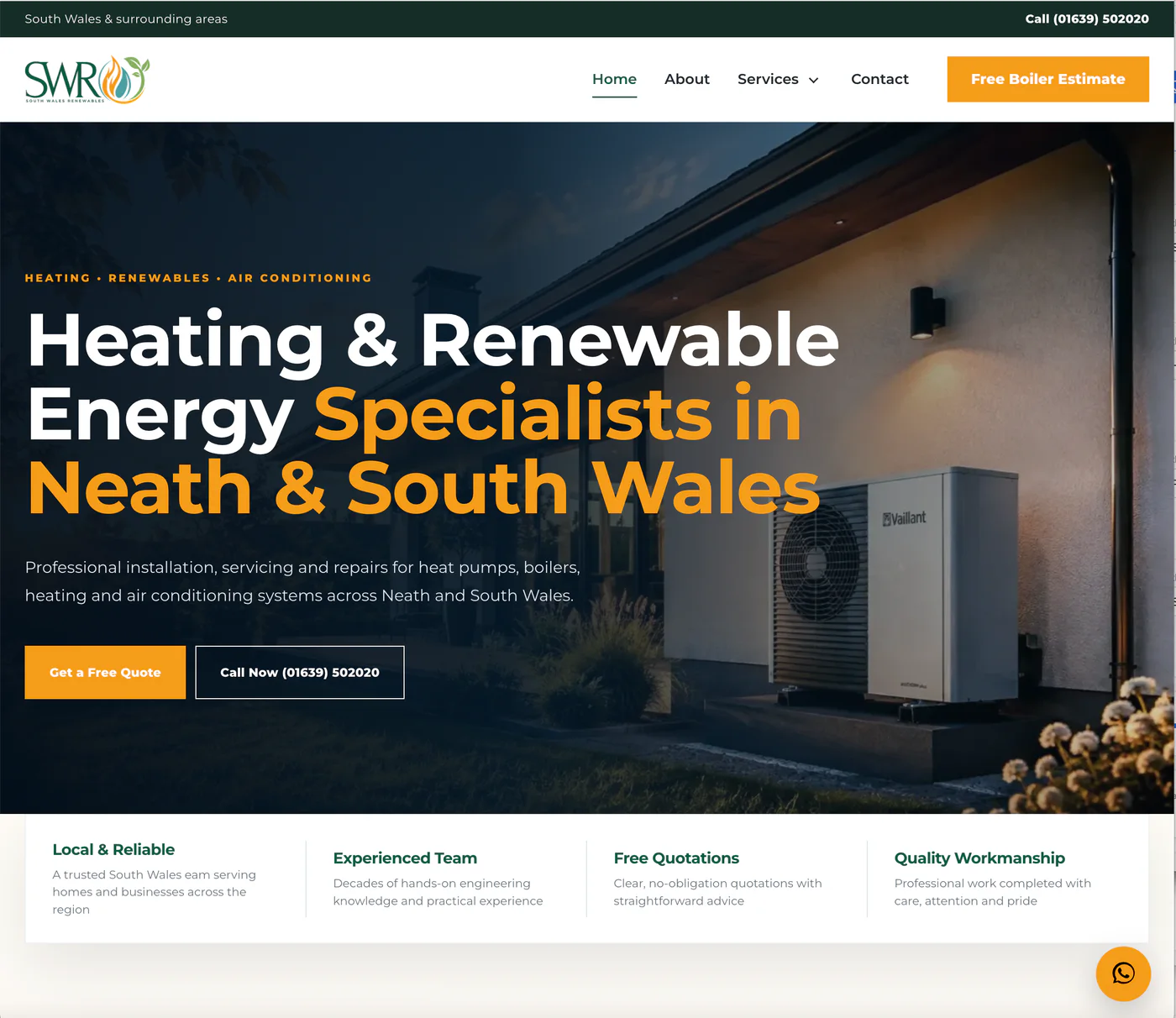 Redesigned South Wales Renewables website by Toolbelt Websites