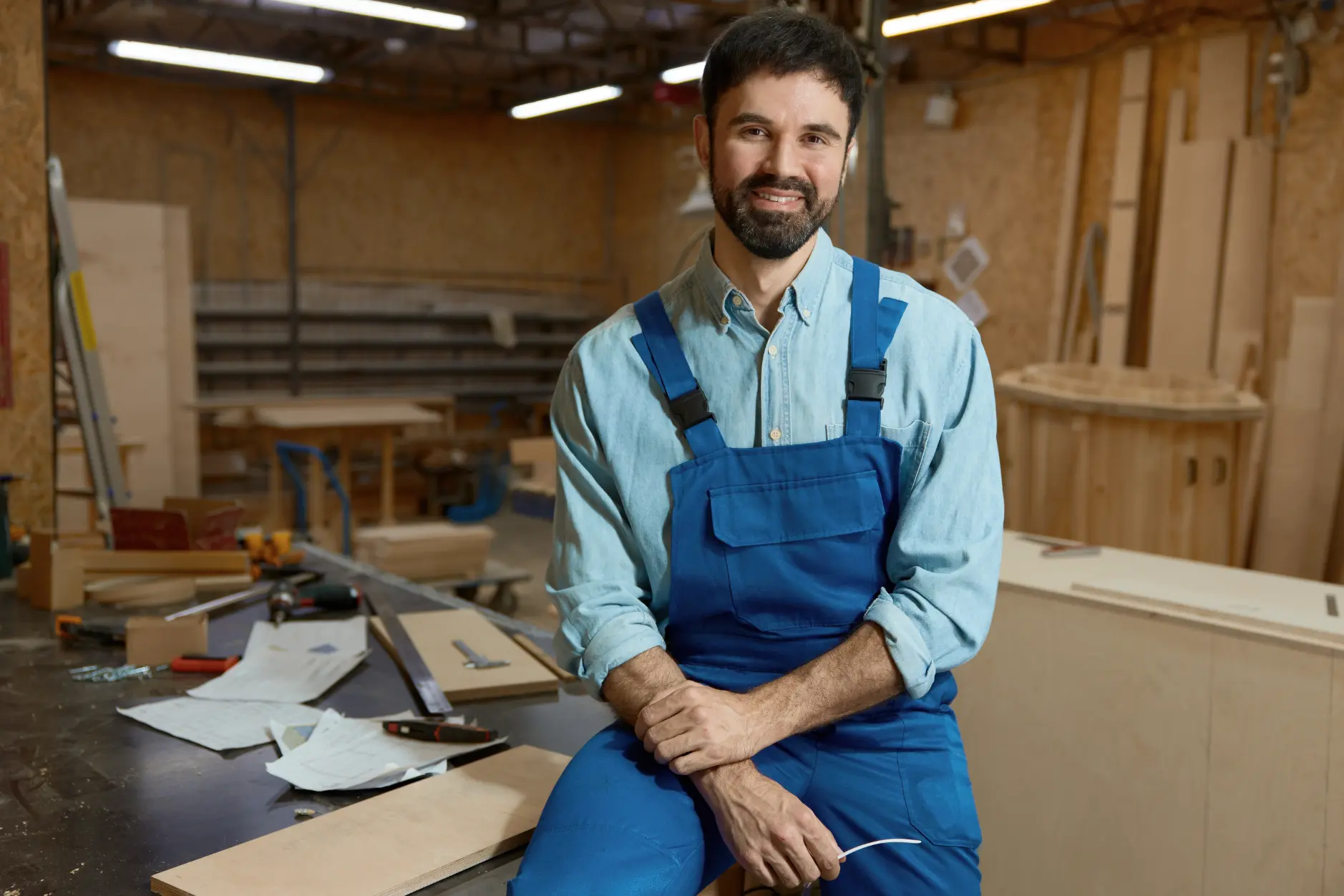 Tradesperson working in a workshop
