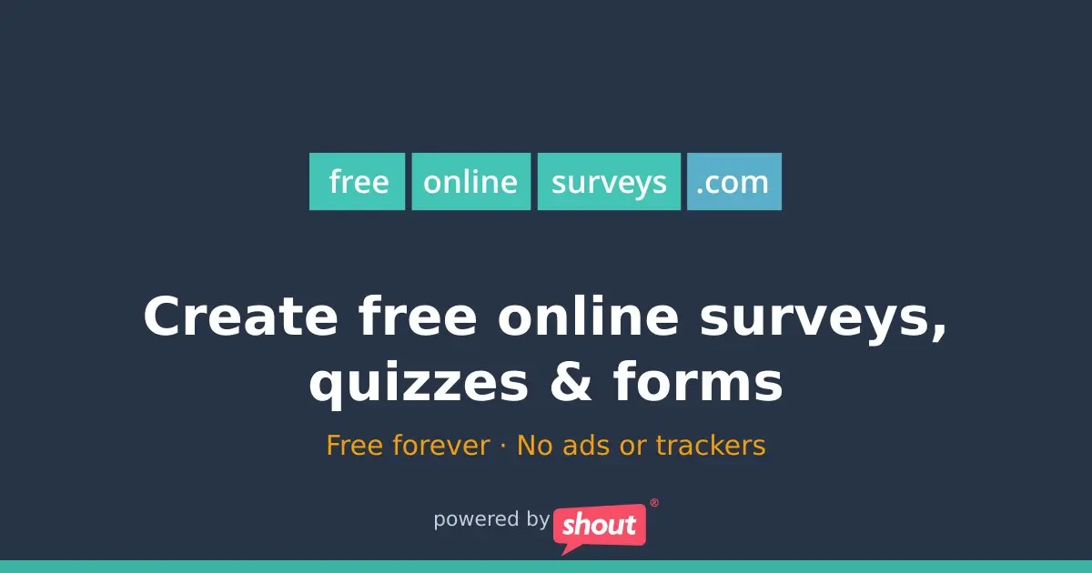 FreeOnlineSurveys official brand image showing that the platform is powered by Shout